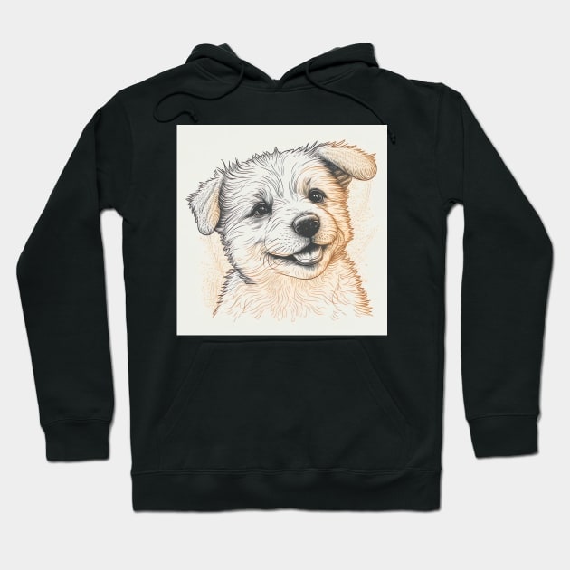 Line Art Cute Dog Illustration Drawing Hoodie by unrealartwork